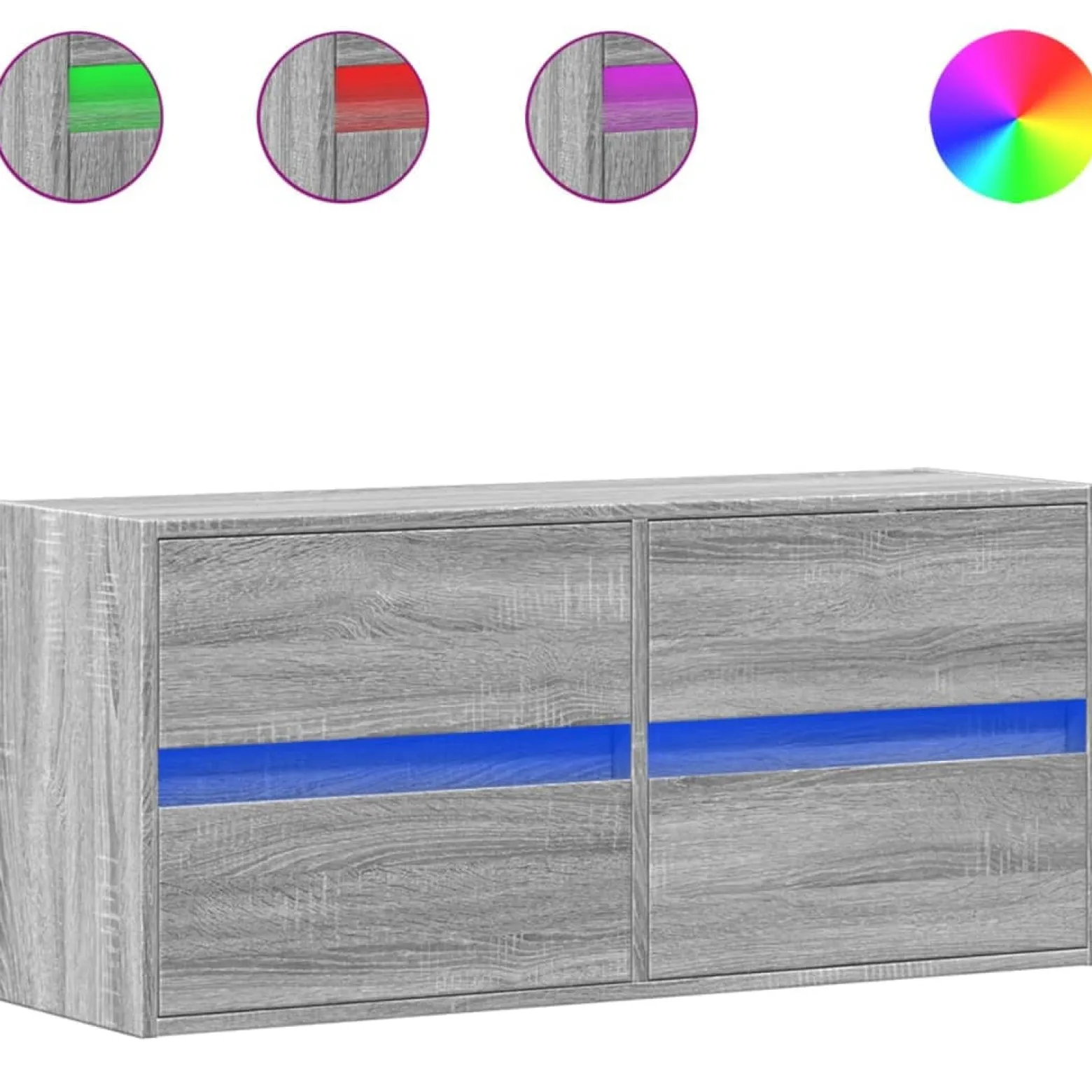 Ścienna szafka TV z LED szary dąb sonoma 100x31x45 cm