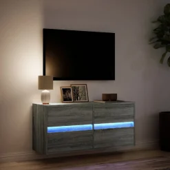 Ścienna szafka TV z LED szary dąb sonoma 100x31x45 cm