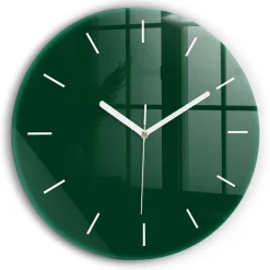 Ścienny Zegar szklany ozdobny Kolor butelkowa zieleń fi30