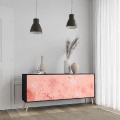 CRANE DANCE Komoda 3 drzwi Czarna-Bukowa skośna
