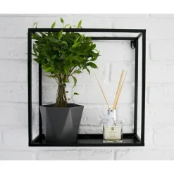 Czarna półka wisząca ścienna metal 35 cm LOFT