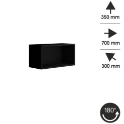 Czarna półka wisząca do salonu 70 cm PREMIUM