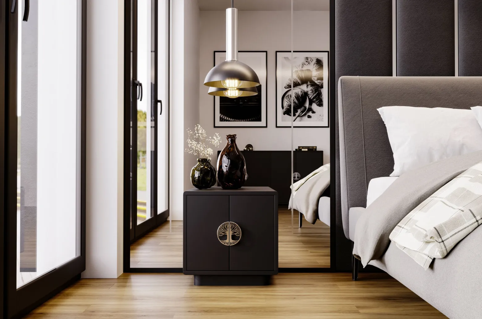 Czarna szafka nocna Dancan LOTTA