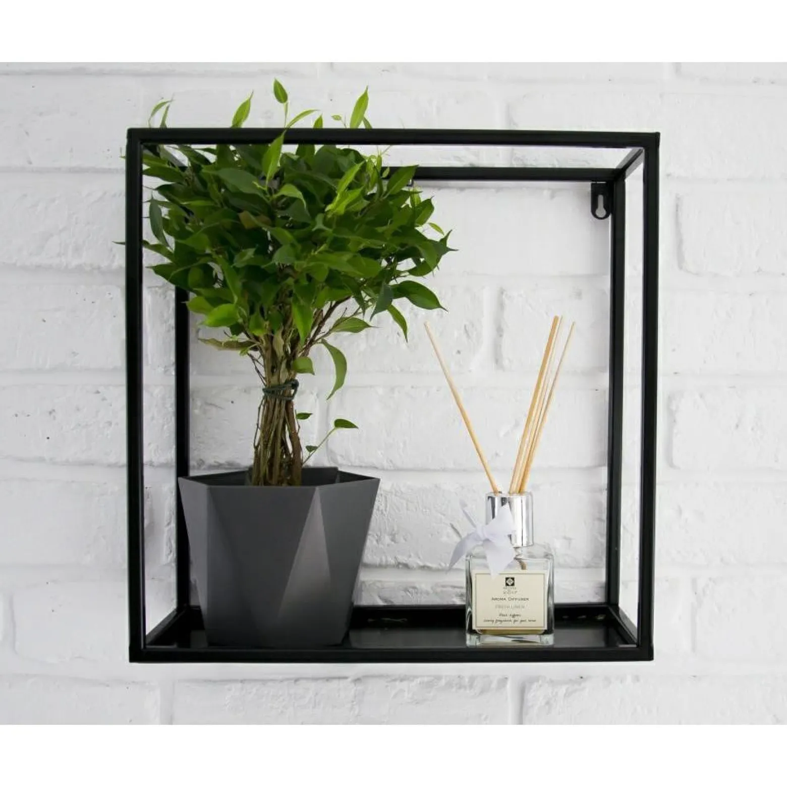 Czarna półka wisząca ścienna metal 35 cm LOFT