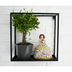 Czarna półka wisząca ścienna metal 35 cm LOFT