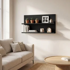 Czarna półka wisząca na książki 80 cm do salonu FIORA
