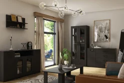 Czarna półka wisząca na książki 80 cm do salonu FIORA
