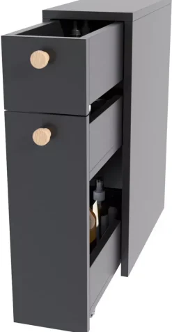 Czarna szafka do łazienki z 2 szufladami - Jovro