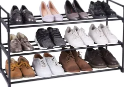 Czarna szafka na buty z 3 półkami - Aveno