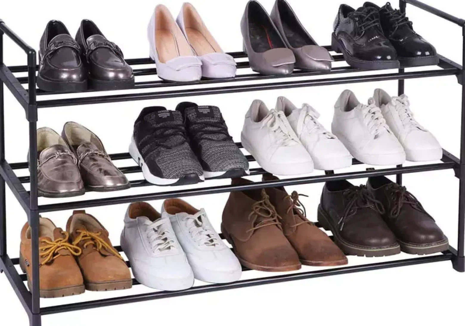 Czarna szafka na buty z 3 półkami - Aveno