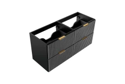 Czarna Szafka pod Umywalkę 160 cm z Blatem RYFLOWANE FRONTY