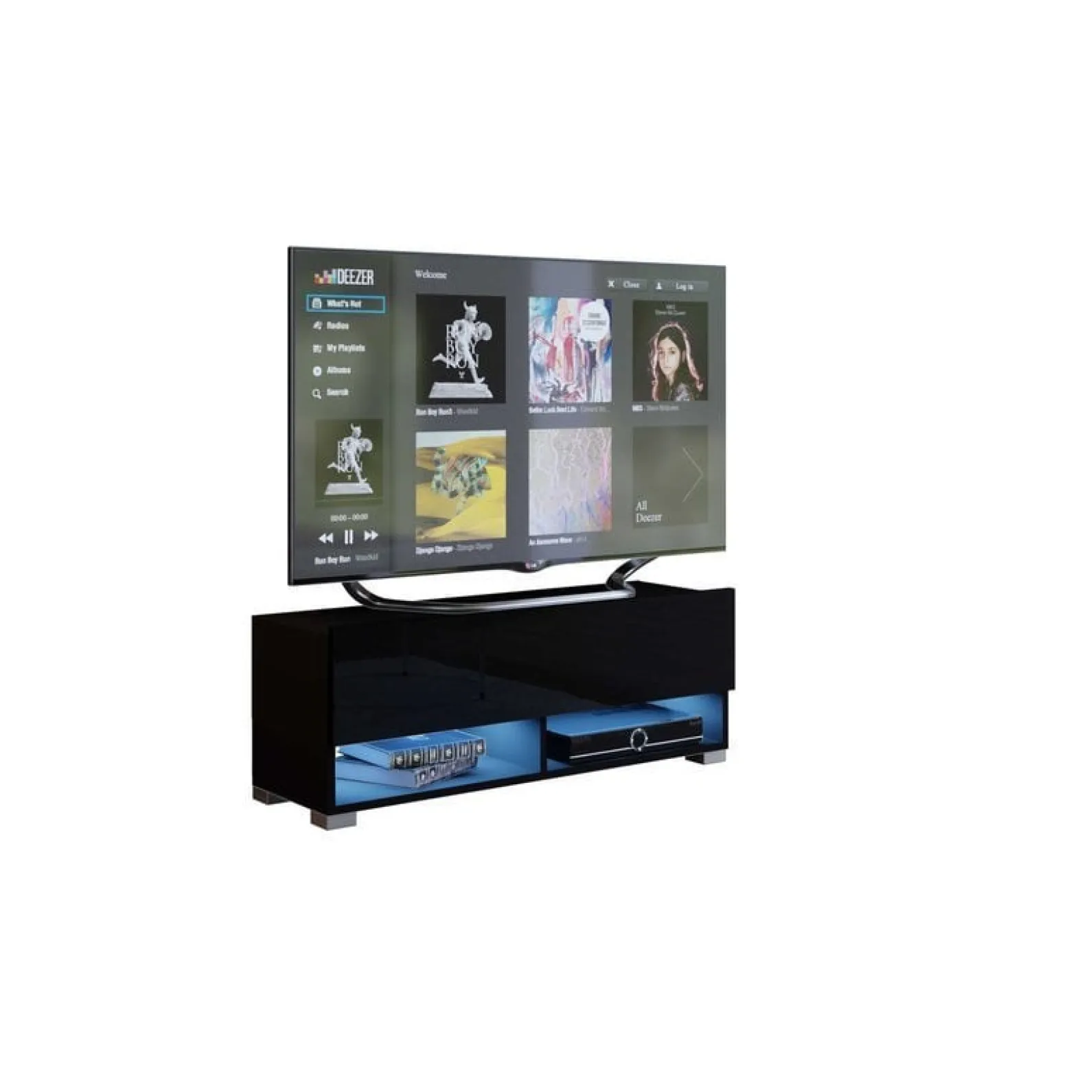 Czarna wisząca szafka RTV 105 cm PREMIUM