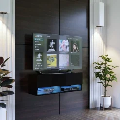 Czarna wisząca szafka RTV 105 cm PREMIUM
