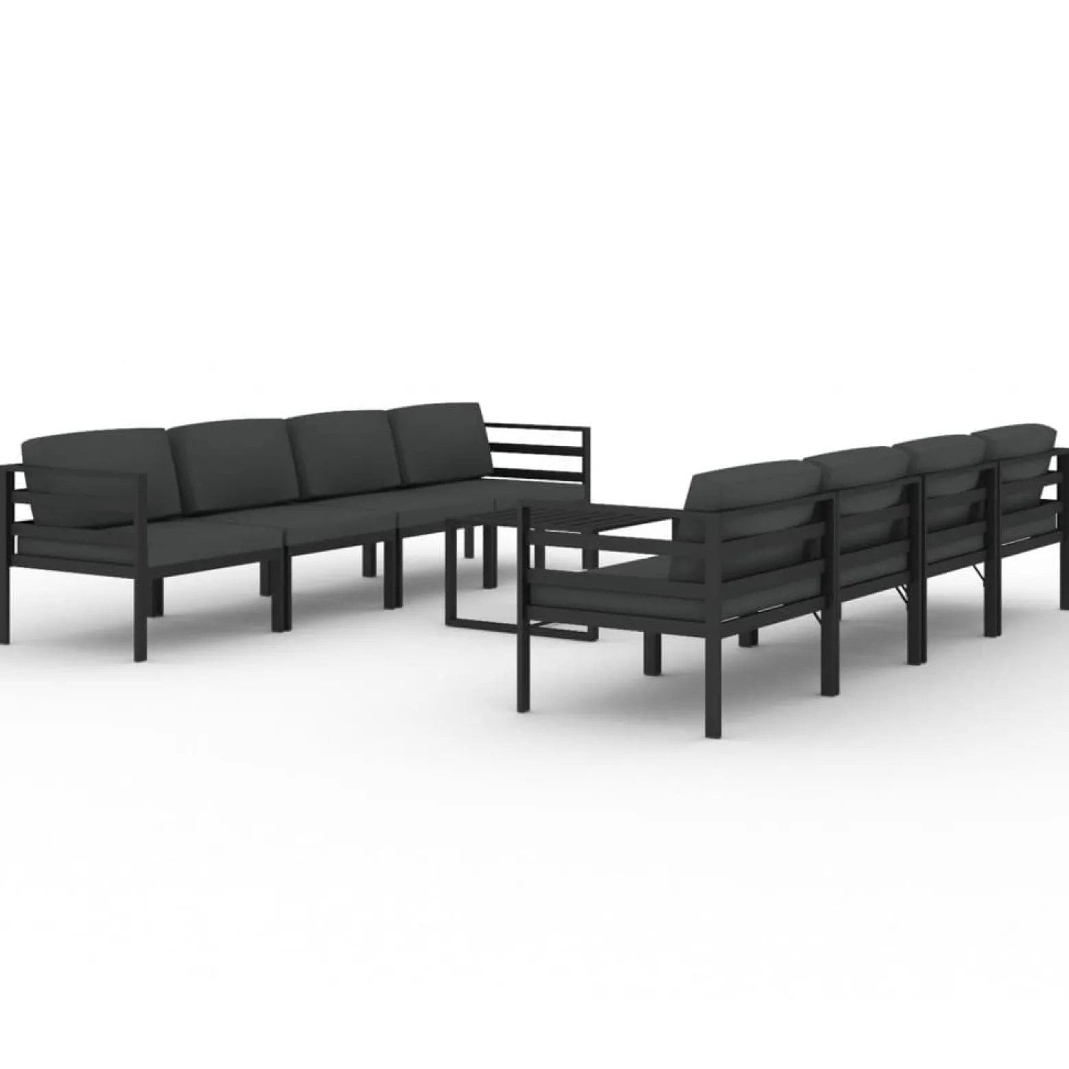 9-cz. zestaw mebli ogrodowych, poduszki, aluminium, antracyt