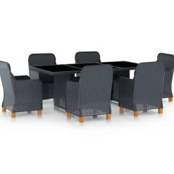 7-cz. zestaw mebli ogrodowych, poduszki, rattan PE, ciemnoszary