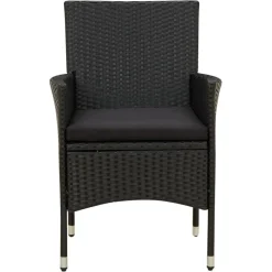 5-cz. zestaw mebli ogrodowych z poduszkami, rattan PE, czarny