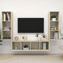 3-cz. zestaw szafek TV dąb sonoma materiał drewnopochodny