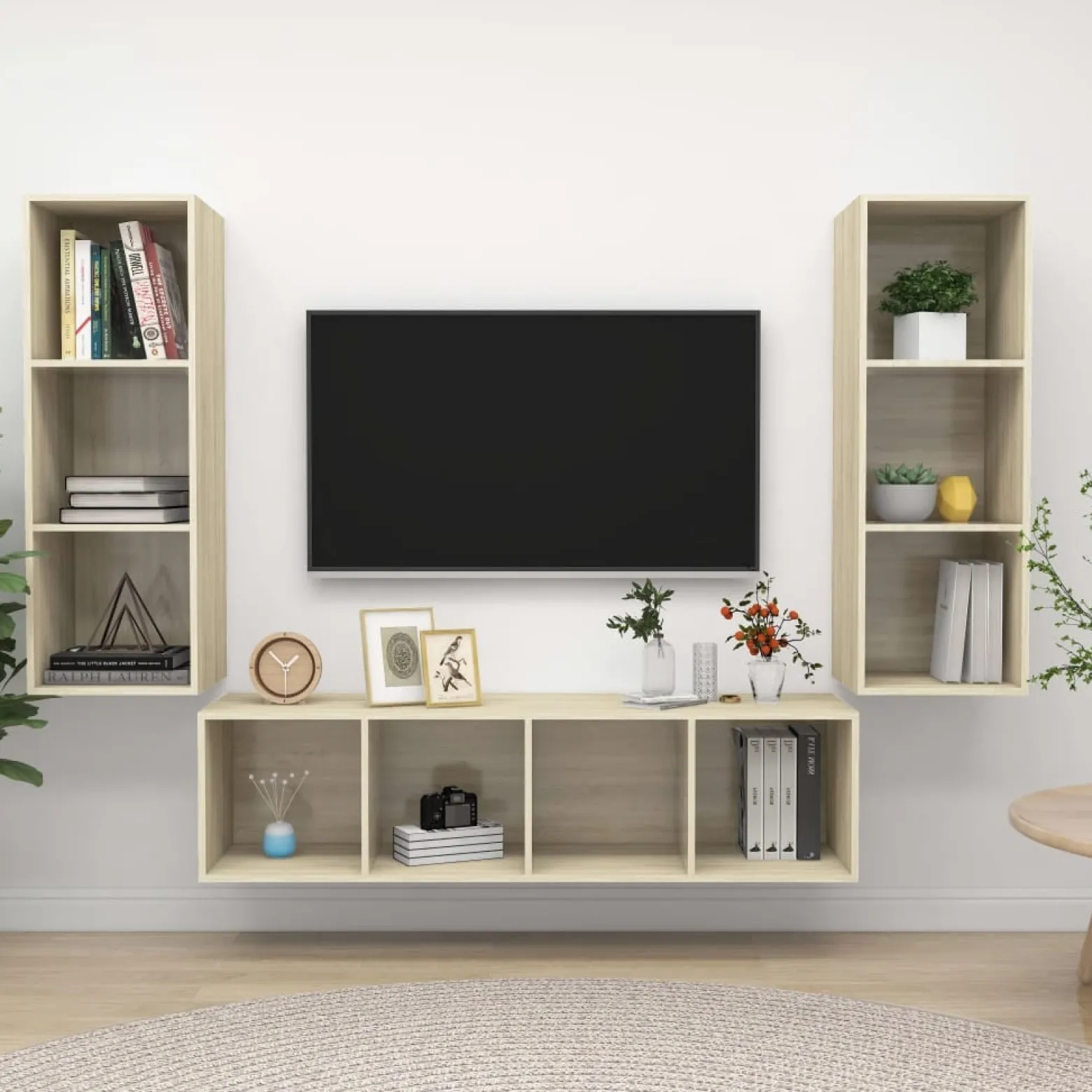 3-cz. zestaw szafek TV dąb sonoma materiał drewnopochodny