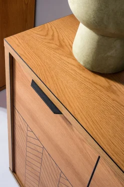 Dąb Karmel Komoda 117,5 cm FONTI Wzór Jodełka Metalowe Nogi