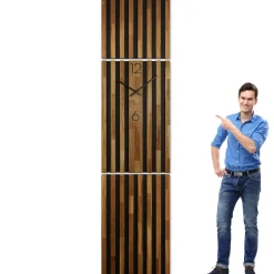 Dębowy panel ścienny Zegar w Lamelach 250x58cm