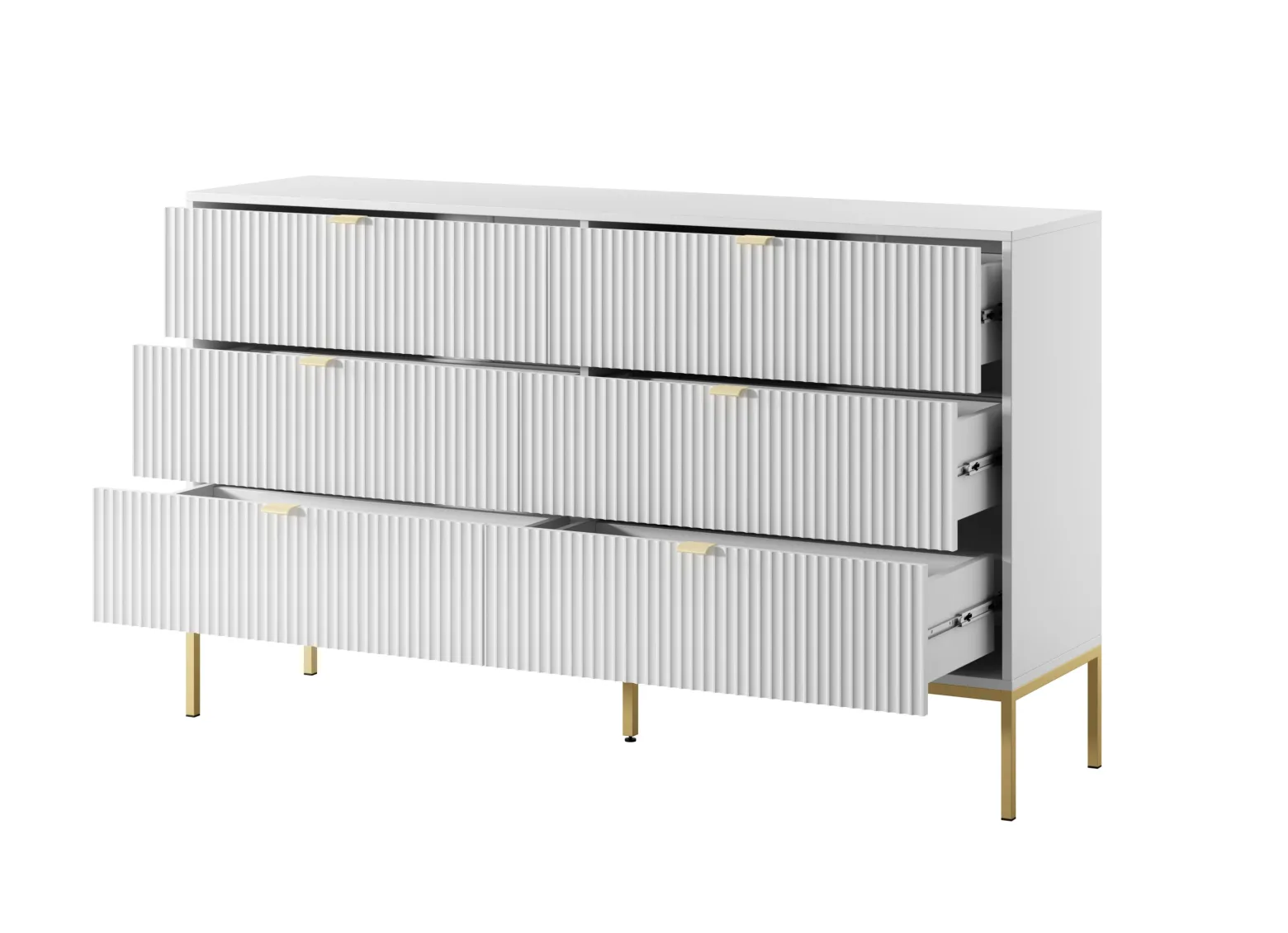 Dąb Vicenza Komoda z szufladami na metalowych nóżkach 154cm Nilo ps