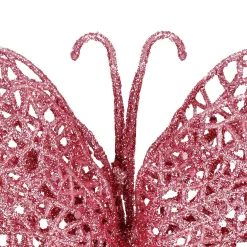 Dekoracja świąteczna motyl brokatowy zawieszka różowa