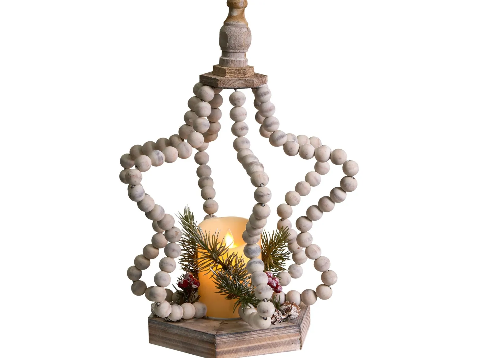 Dekoracja świąteczna LED lampion jasnobrązowa