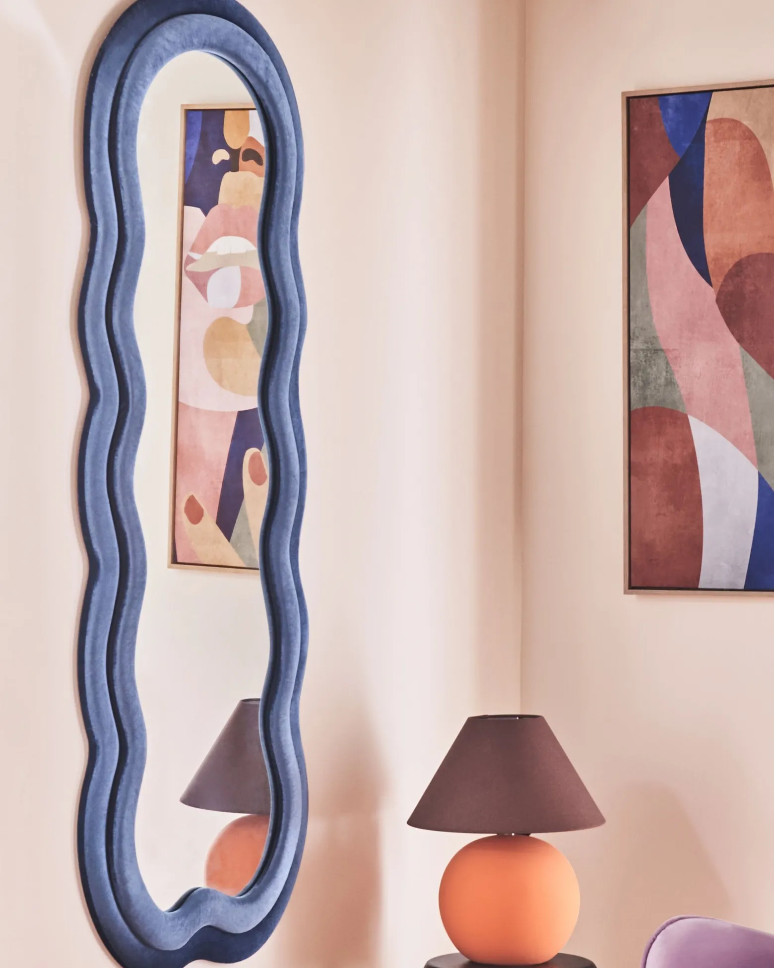 Dekoracyjne lustro ścienne 57x160 cm niebieskie