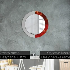 Dekoracyjne lustro fi60 Ścienne okrągłeCzerwony marmur