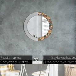 Dekoracyjne lustro Okrągłe fi60 Ścienne - Retro kwiaty