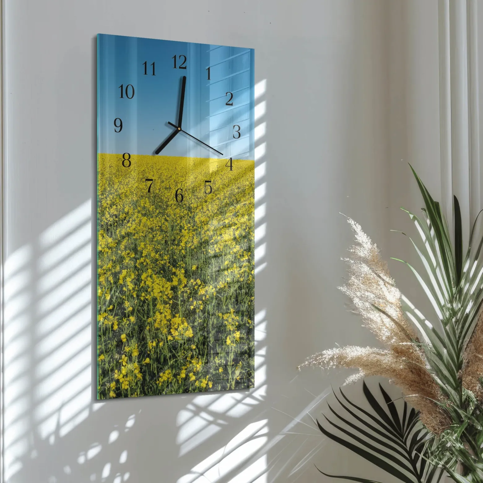 Dekoracyjny zegar 30x60 Pole Kwiatów nowoczesny do salonu