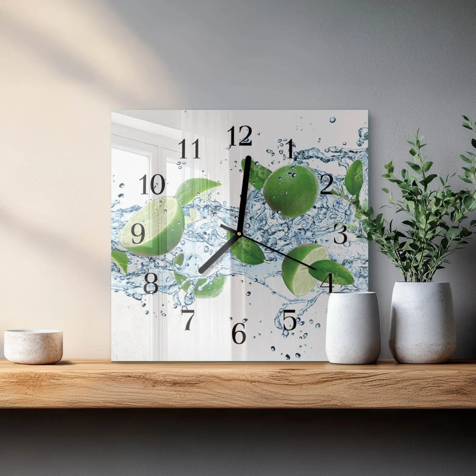 Dekoracyjny zegar 30x30 Wapno design na ścianę