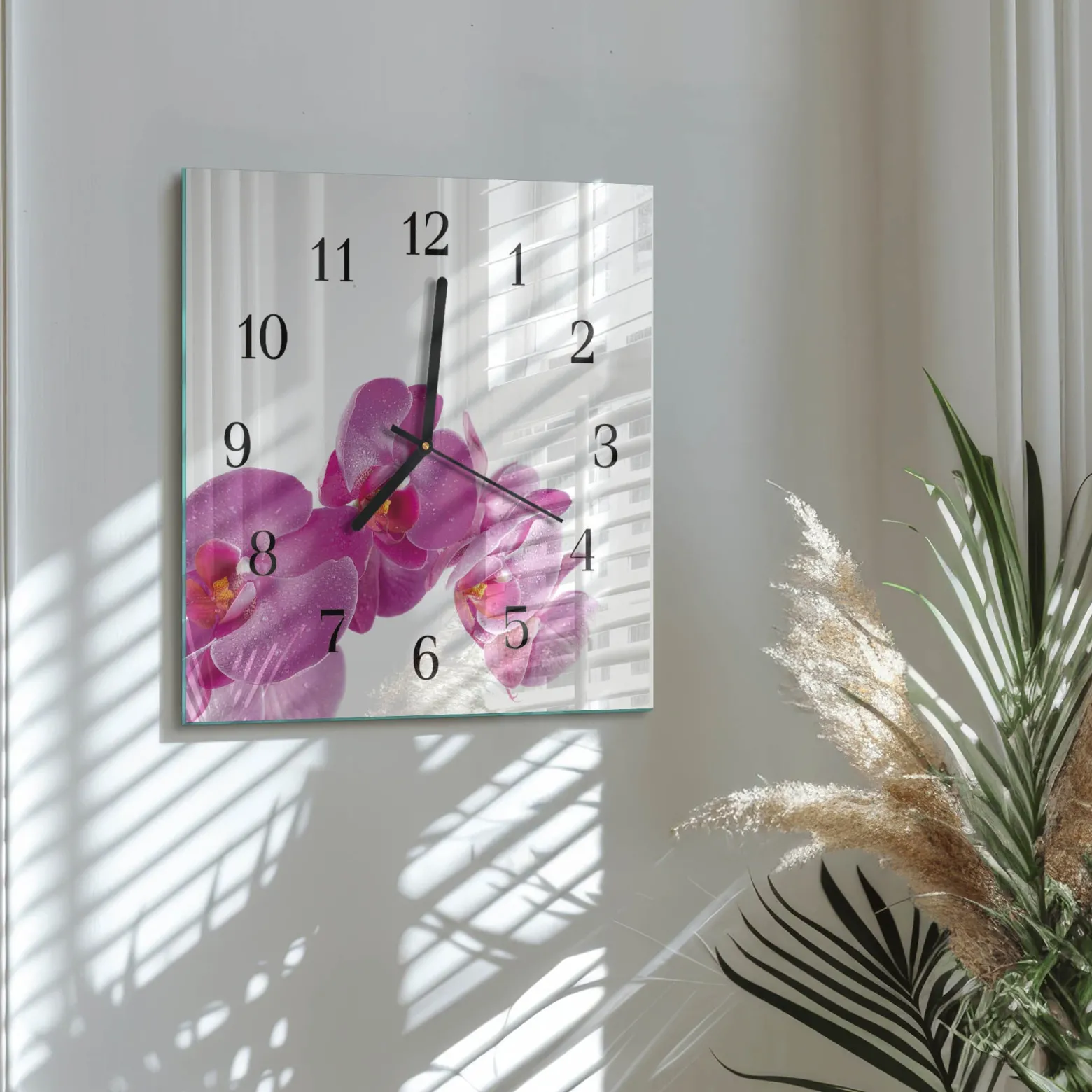 Dekoracyjny zegar 30x30 Orchidea design na ścianę