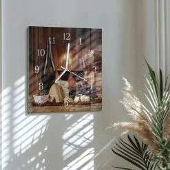 Dekoracyjny zegar 30x30 Wino dekoracyjny na ścianę