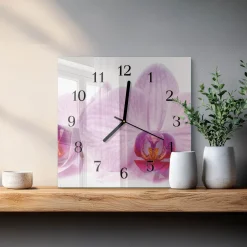 Designerski zegar 30x30 Orchidea dekoracyjny na ścianę