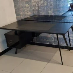 Designerskie biurko dębowe - metalowe nogi do biura VITA