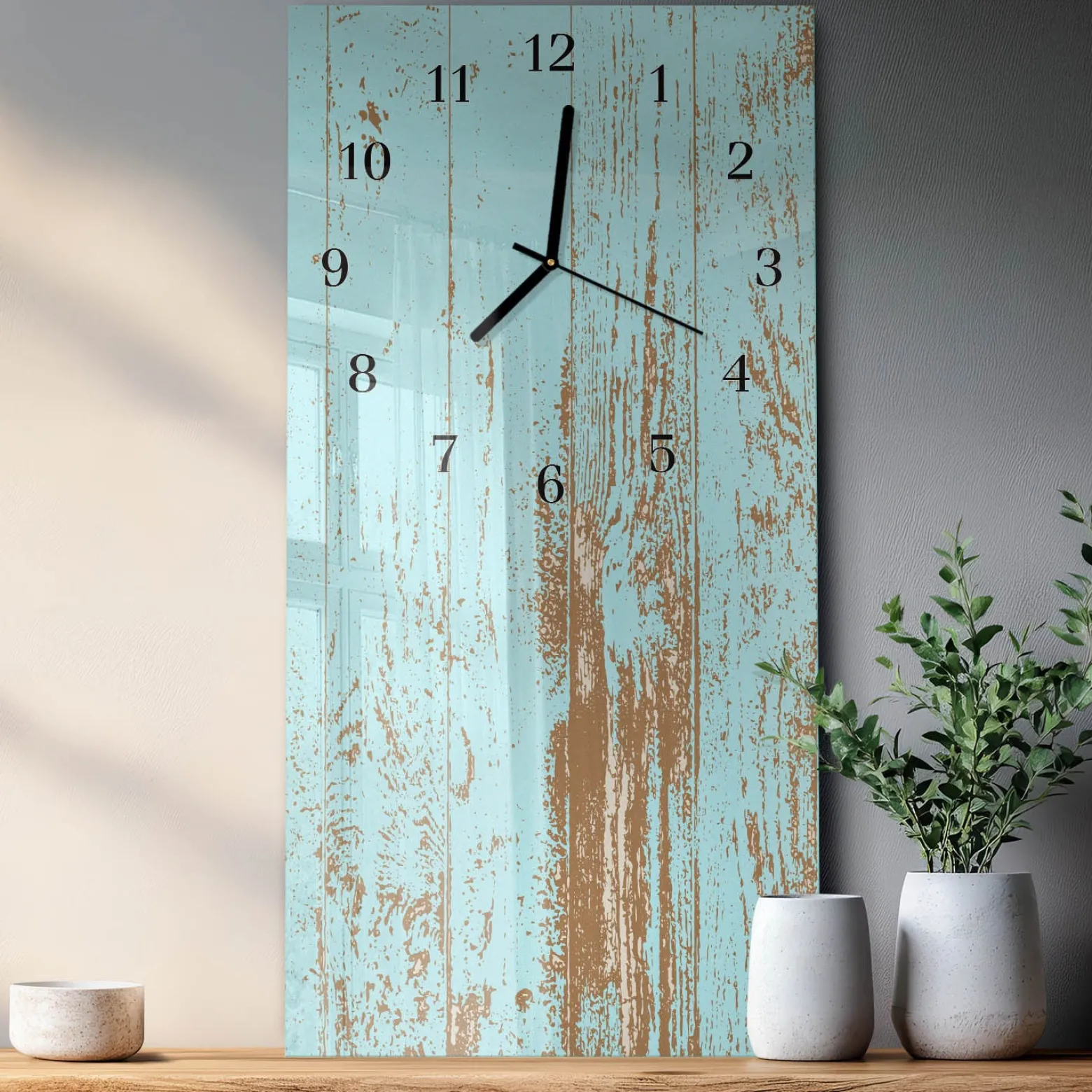 Designerski zegar 30x60 Drewno dekoracyjny na ścianę