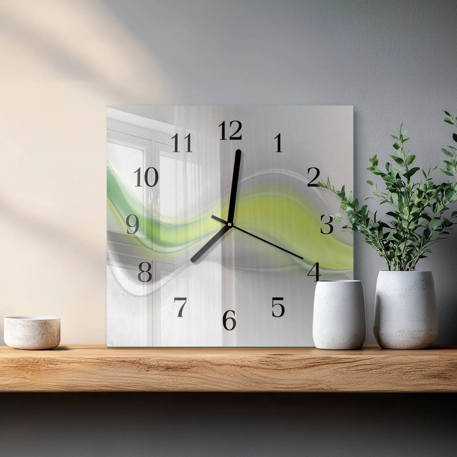 Designerski zegar 30x30 Fale kolorów dekoracyjny na ścianę