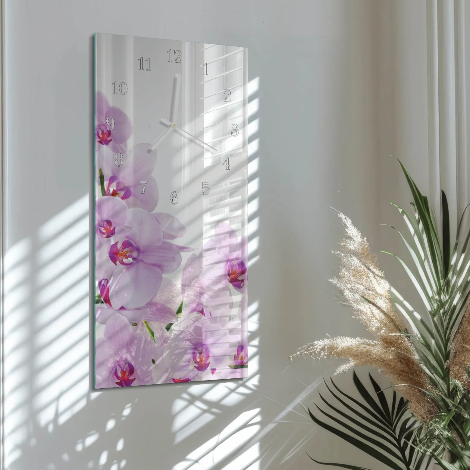Designerski zegar 30x60 Orchidee dekoracyjny na ścianę