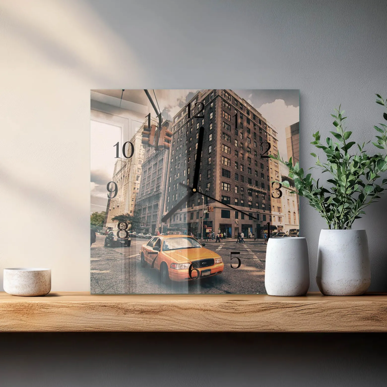 Designerski zegar 30x30 Taxi dekoracyjny na ścianę