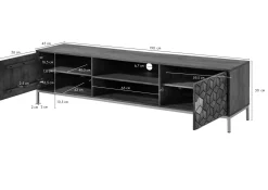 DIAMOND Szafka RTV #205 Mango olejowane + metal 190x45x50 cm