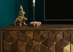 DIAMOND Szafka RTV #205 Mango olejowane + metal 190x45x50 cm