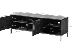 DIAMOND Szafka RTV #206 Mango olejowane + metal 145x45x50 cm