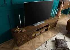 DIAMOND Szafka RTV #205 Mango olejowane + metal 190x45x50 cm