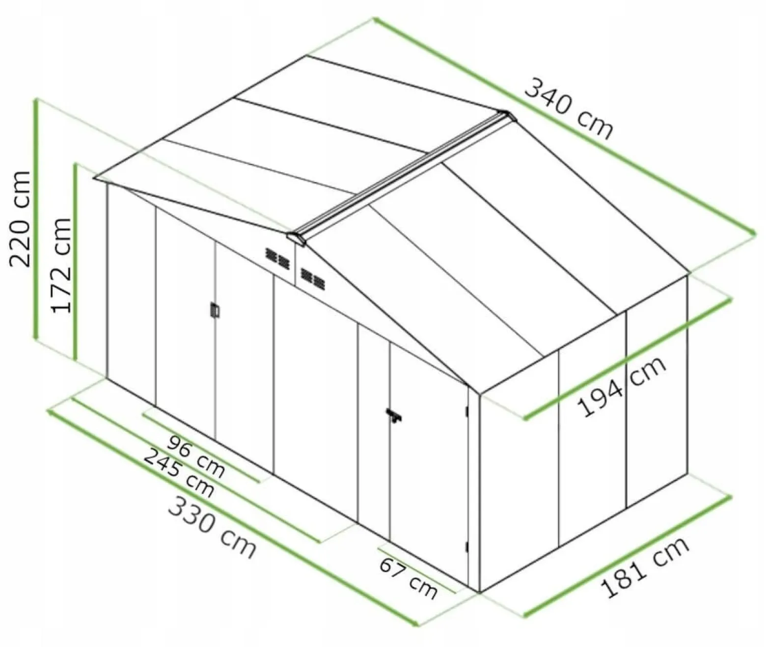 Domek Ogrodowy Narzędziowy na Narzędzia Szopa FALCON 340x194x220 Metalowy