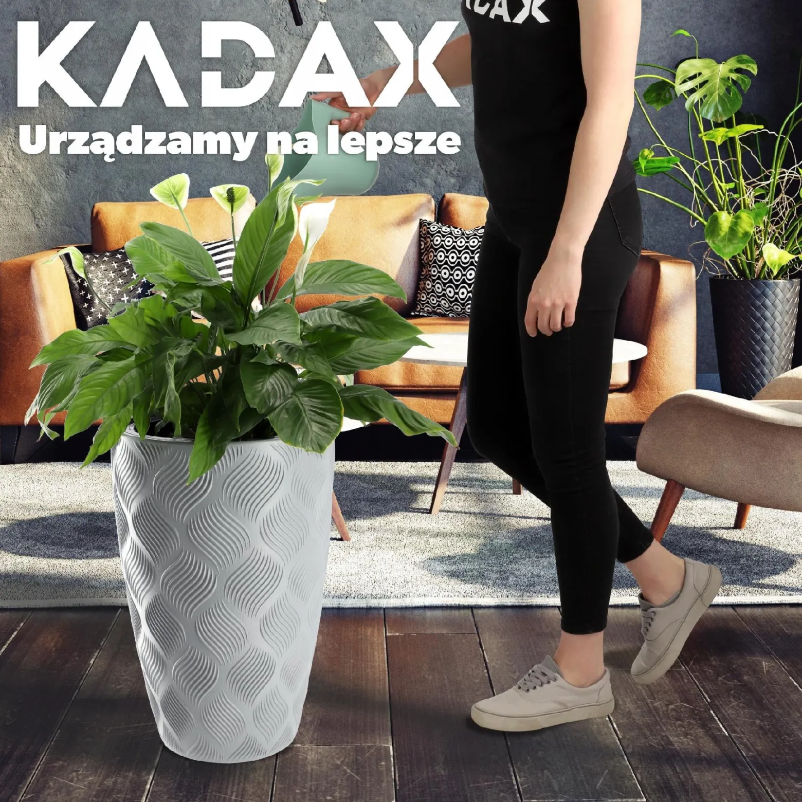 Donica z Wkładem Doniczka Ogrodowa Szara 58,5cm