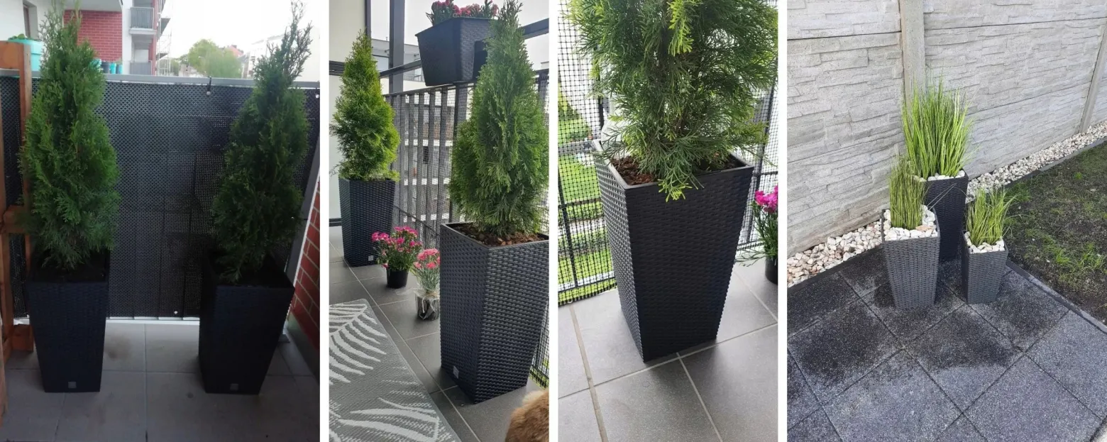Donica Doniczka Ogrodowa 32,5 Cm Kwadratowa Ratanowa Na Taras Do Ogrodu