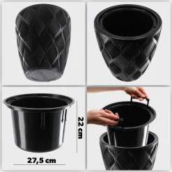 Donica Doniczka z Wkładem Osłonka Czarna 42cm