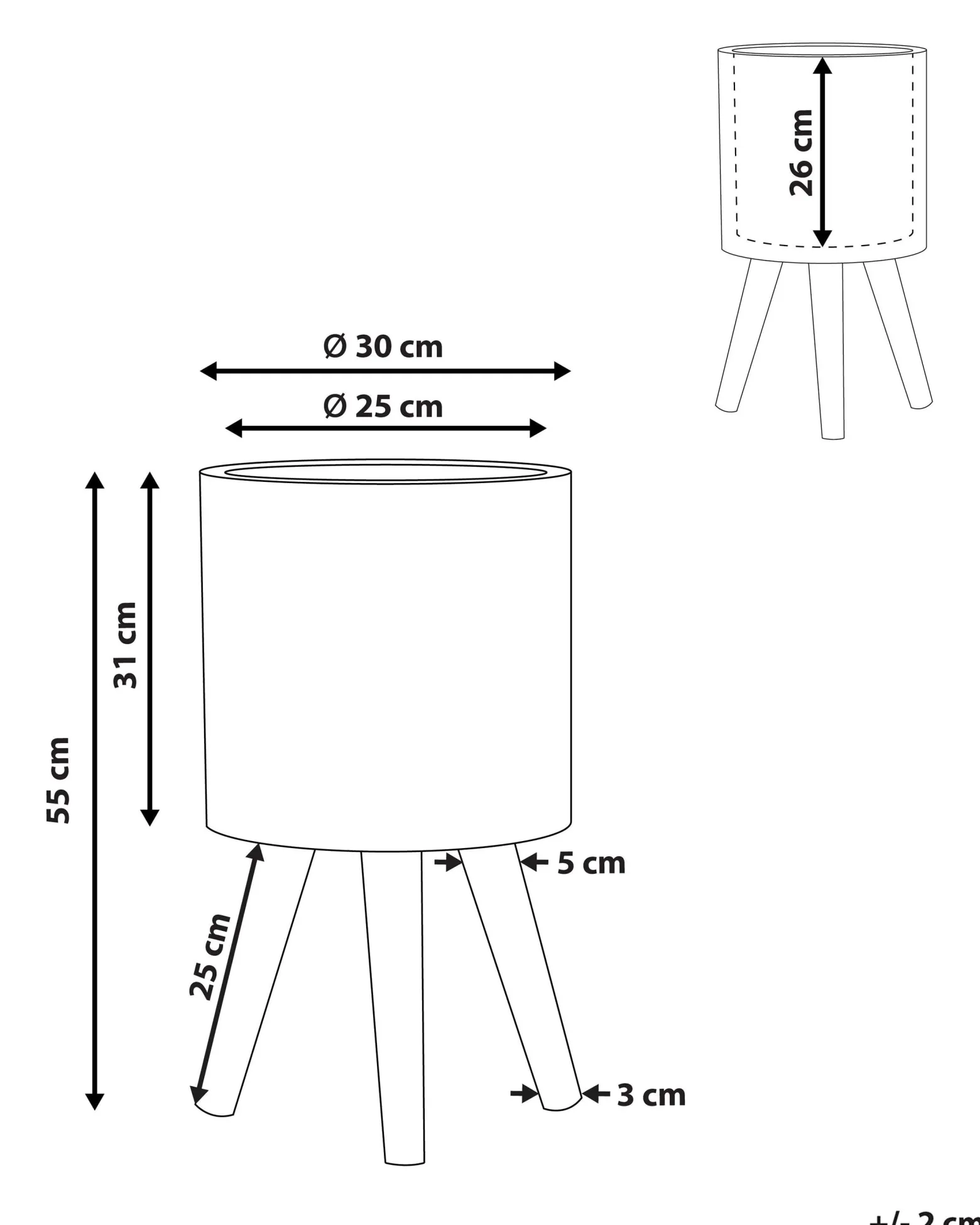 Donica na nóżkach jasne drewno 31cm beżowa