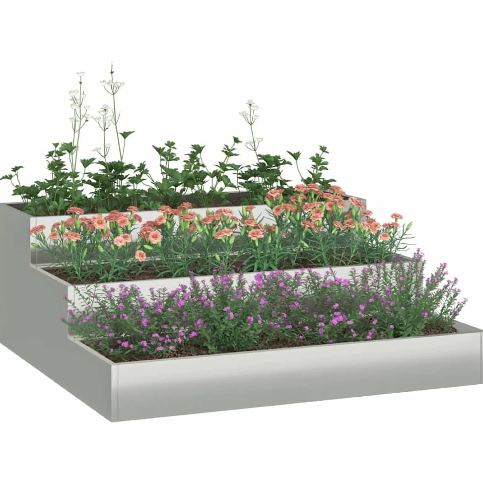 Donica Ogrodowa Doniczka Stalowa Srebrna 90 x 90 x 35 cm
